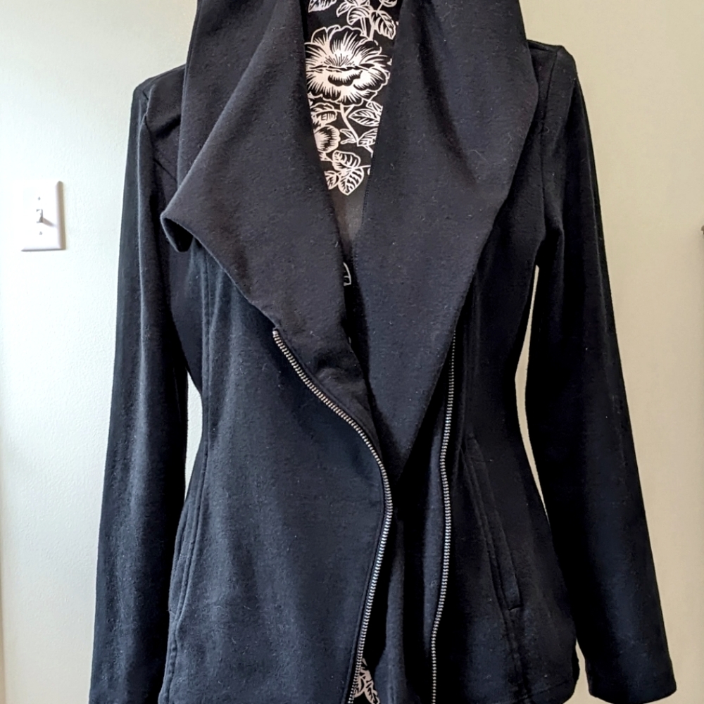 Banana Republic Women's Petite Jacket Black Full Zip Shawl Collar Pockets MP - Picture 9 of 9